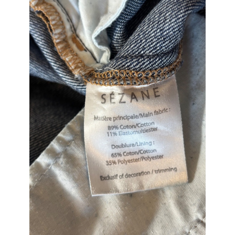 Sezane Slim High Waisted Skinny Jeans Dark Indigo Raw Hem Size‎ 28 - Picture 6 of 16